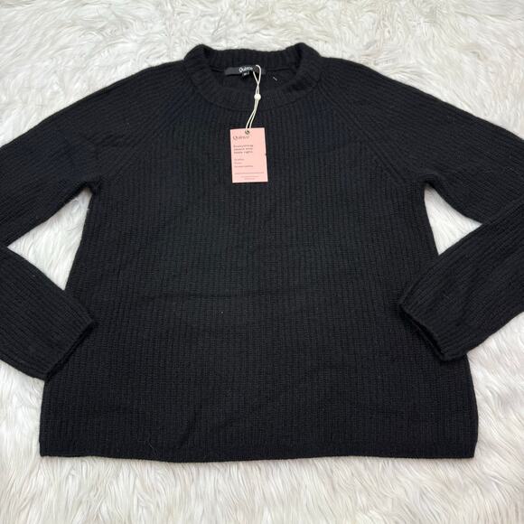 Quince Mongolian Cashmere Fisherman Crewneck Sweater Black Size M Pullover NWT - Picture 12 of 16